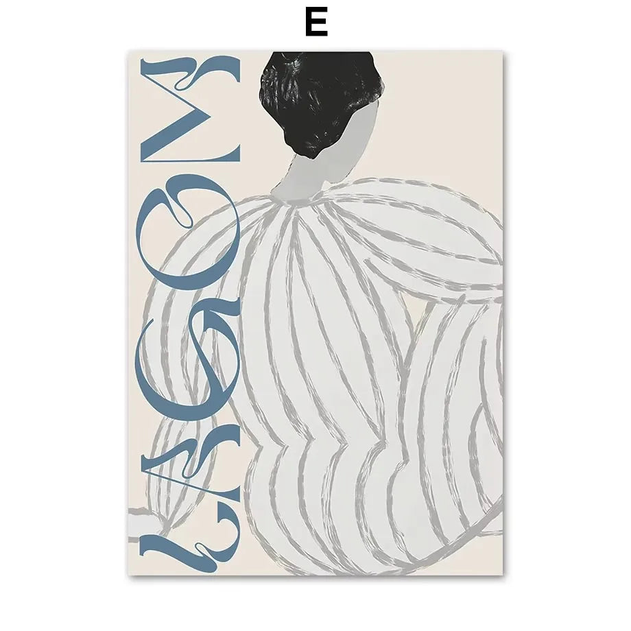 Abstract Figure Lines Stripe Girl Colorful Wall Art Canvas Painting Posters and Prints Bar Hotel Pictures for Living Room Dec