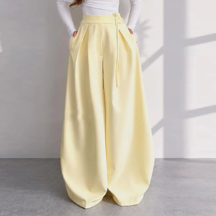 Elegant Waist-cinching Blazer Pants Set Women's Slim V-neck Single-breasted Pleated Coat Loose Wide Leg Trousers 2026 New Outfit