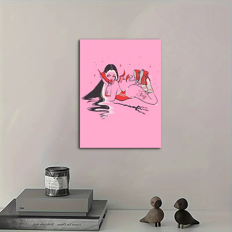 Classic Abstract Wall Art Devil Girl Calling Creative HD Canvas Print Poster Home Living Room Bedroom Decorative Painting
