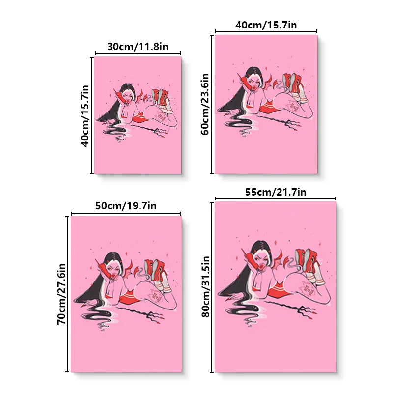 Classic Abstract Wall Art Devil Girl Calling Creative HD Canvas Print Poster Home Living Room Bedroom Decorative Painting