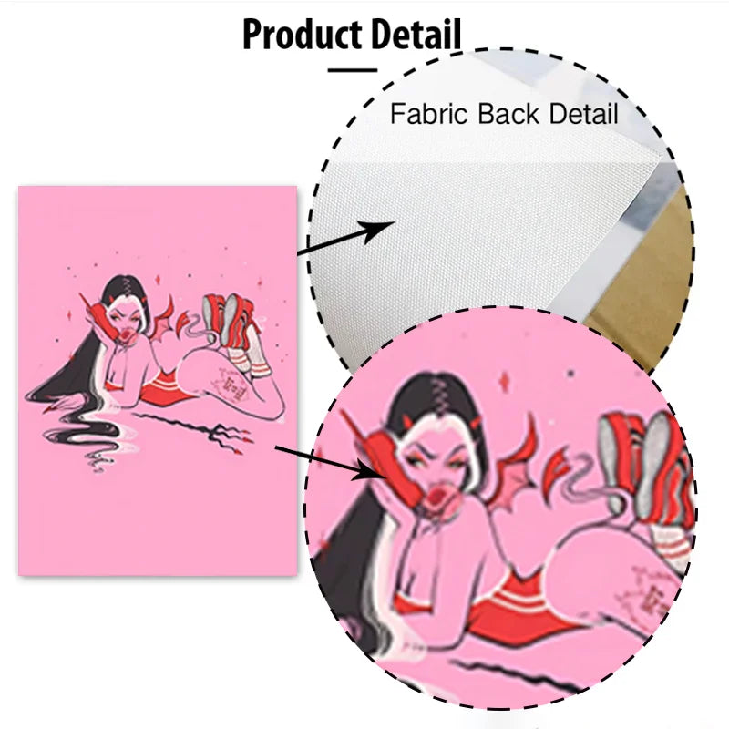Classic Abstract Wall Art Devil Girl Calling Creative HD Canvas Print Poster Home Living Room Bedroom Decorative Painting